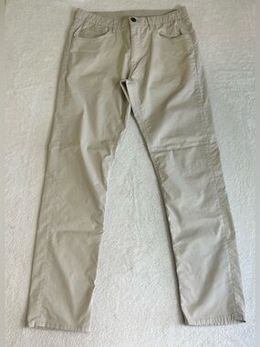 Faherty Pants Mens Size 32x32 Beige Stretch 5 Pocket Slim Straight Casual Chino